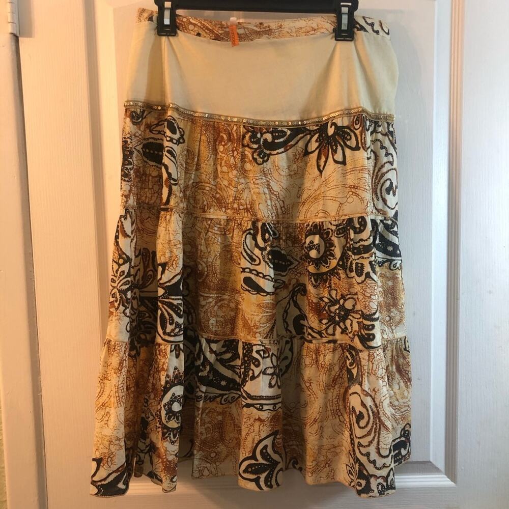 By Deep Los Angeles cream and brown a line midi  skirt Size large